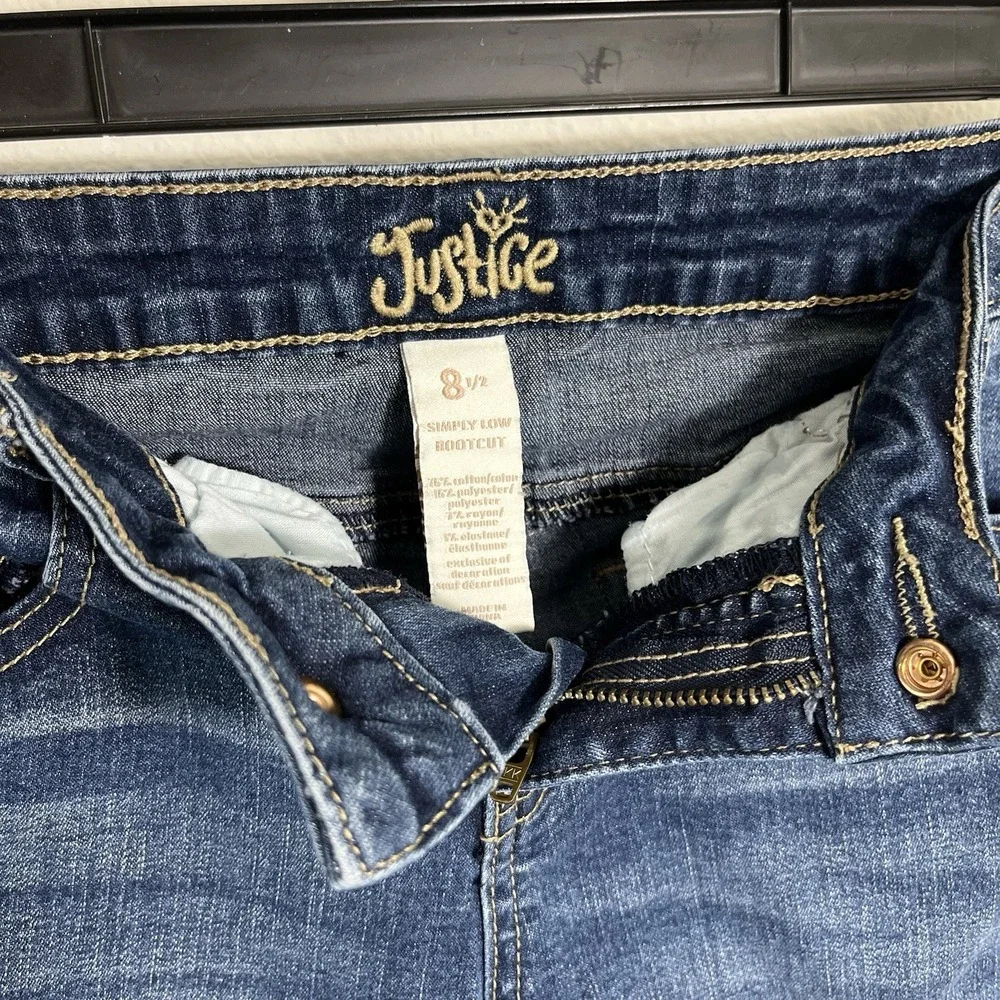 Justice Jeans Girls Size 8 1/2 Simply Low Bootcut Blue Denim